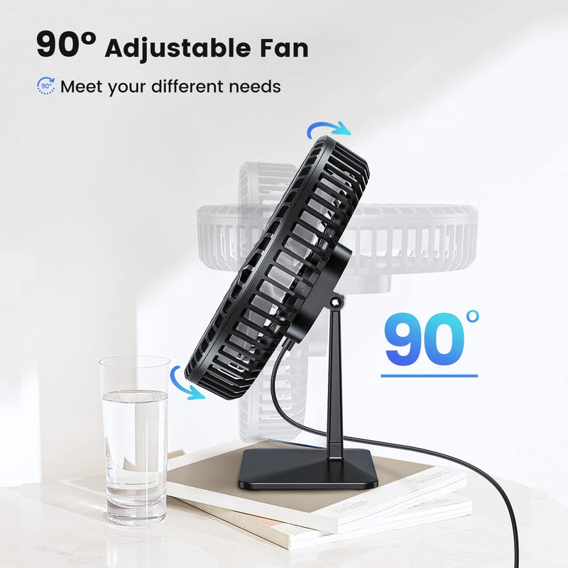 [Australia - AusPower] - Gaiatop USB Desk Fan, 6.5 Inch Ultra-quiet, 90° Adjustment for Better Cooling, 4 Speeds Portable Mini Powerful Desktop Table Fan, Small Personal Cooling Fan for Home Office (Transparent) Transparent 