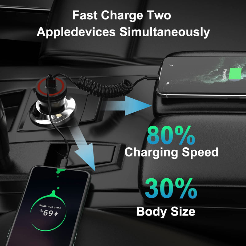 [Australia - AusPower] - Car Charger, 24W/4.8A USB Car Charger Compatible iPhoneX,8/8Plus,7/7plus,6/6s,6/6s+,5s,5,SE,iPod,iPad Pro,Air,iPad 