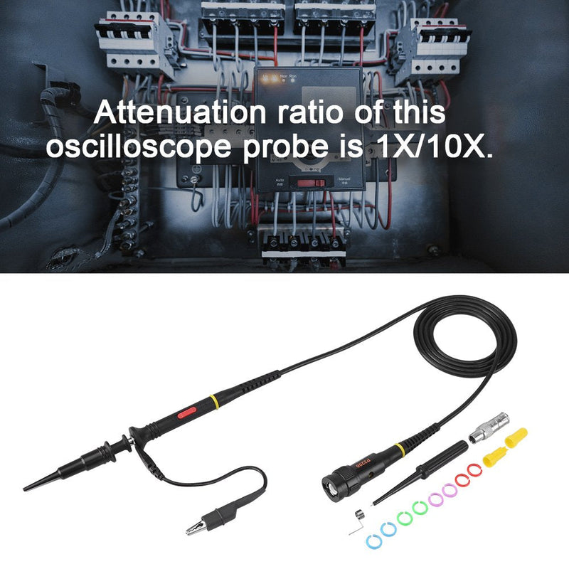 [Australia - AusPower] - 200Mhz Oscilloscope Probe Clip Scope Test BNC End Probe P2200 10X/1X Black with Adjust Tool Kits 