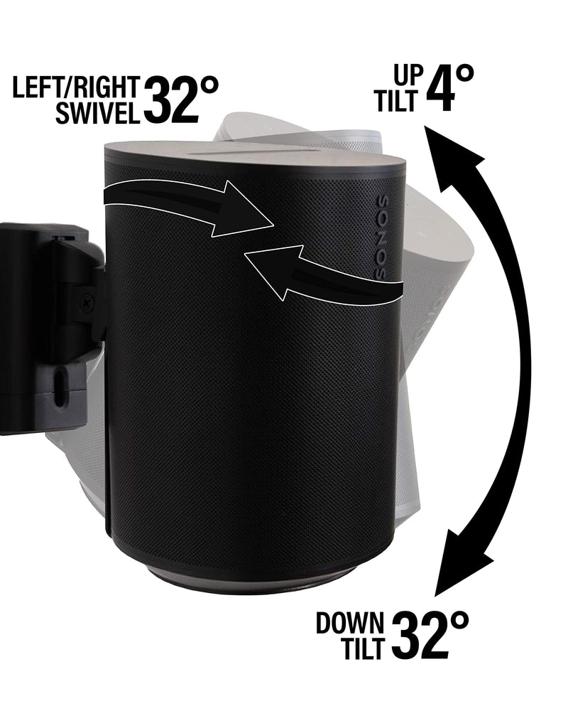 [Australia - AusPower] - Sanus Speaker Wall Mount for Sonos Era 100™ - Swivel & Tilt Speaker Mount with Easy 15-Minute Install - Single Black Sonos Speaker Mount 