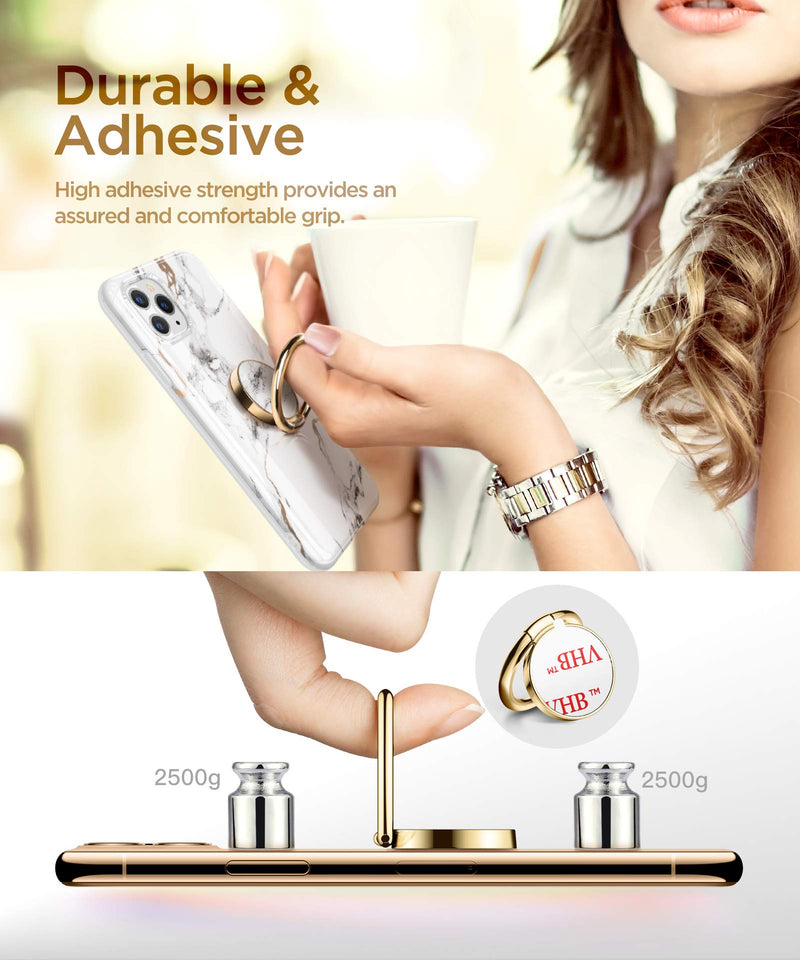 [Australia - AusPower] - GVIEWIN Marble Cell Phone Ring Holder, Metal Kickstand Grip for Magnetic Car Mount Compatible with iPhone 13 Pro Max/13 Pro/12 Pro Max/11 & Galaxy S22 Ultra/S22 and Other Smartphones(White/Gold) White/Gold 