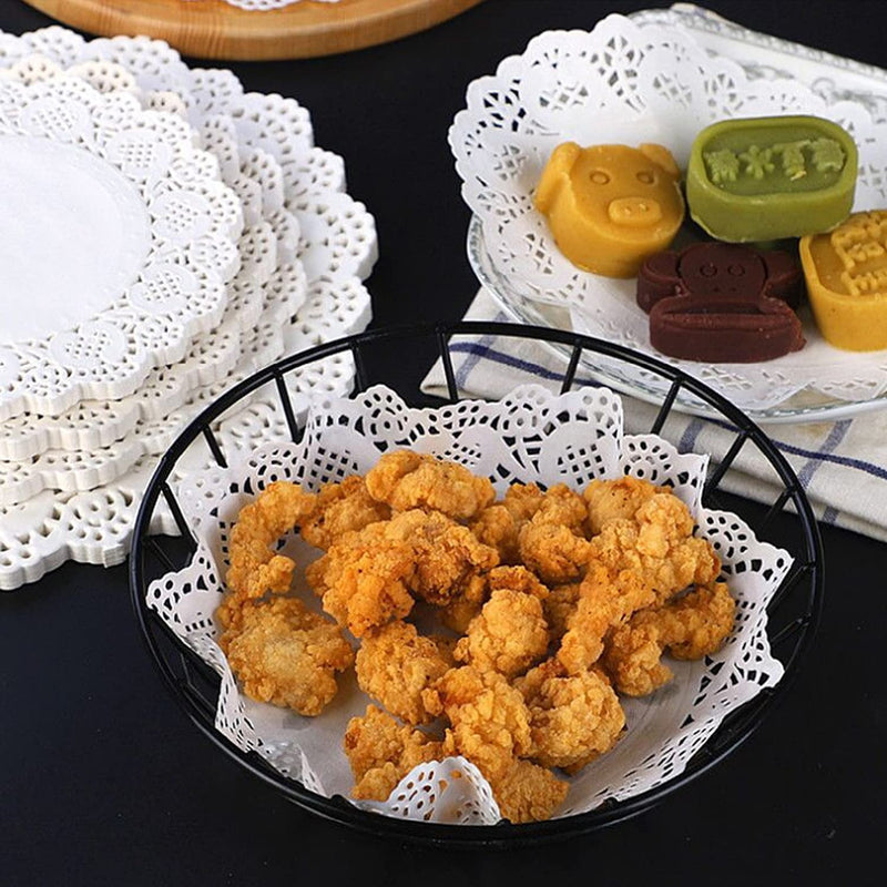 [Australia - AusPower] - GothaBach 250PCS paper doily lace, various sizes, food-grade modern decorative in bulk, add elegance to crafts, coffee, cakes, desserts, dining tables, weddings (round rectangle oval white) 