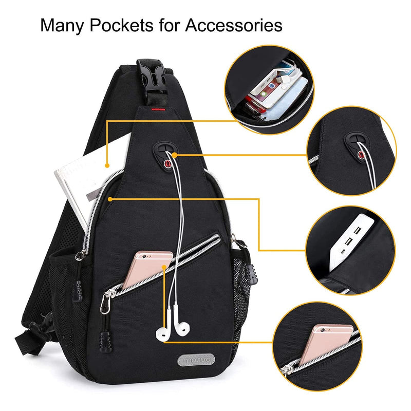 [Australia - AusPower] - MOSISO Mini Sling Backpack,Small Hiking Daypack Travel Outdoor Casual Sports Bag Black 