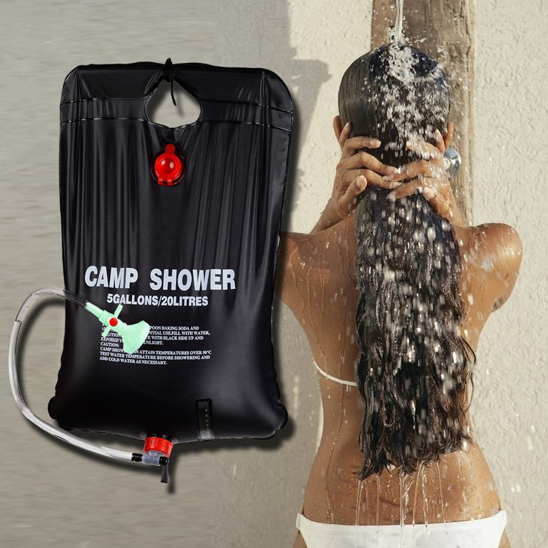 [Australia - AusPower] - RISEPRO Solar Shower Bag, 5 gallons/20L Solar Heating Camping Shower Bag Temperature Indicator Hot Water 45°C Hiking Climbing C1004 