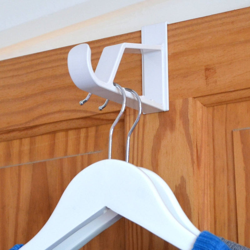 [Australia - AusPower] - HANGERWORLD 2 Pack Over The Door Hooks for Hangers - Extra Strong White Plastic Over Door Hook for Hanging Clothes, Towels, Robes, Hats, Bags and More 