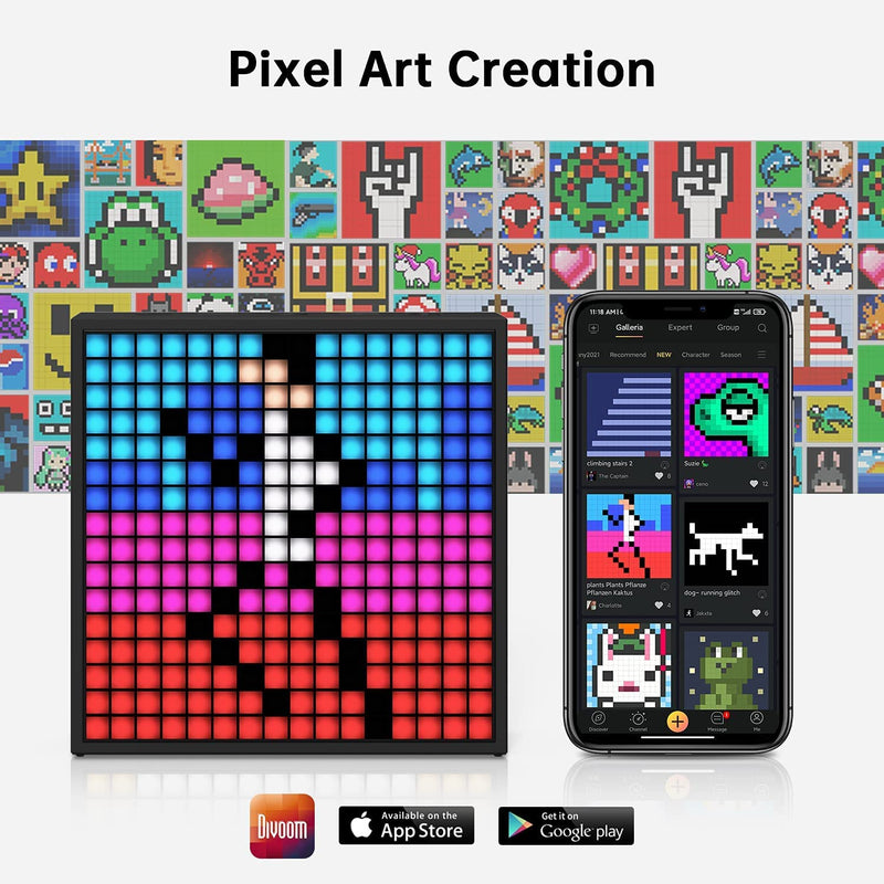[Australia - AusPower] - Divoom TimeBox Evo -- Pixel Art Bluetooth Speaker with 16x16 LED Display APP Control - Cool Animation Frame & Gaming Room Setup & Bedside Alarm Clock- Black 
