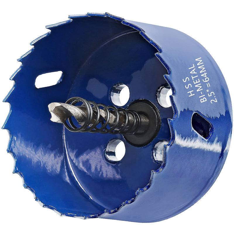 [Australia - AusPower] - Luomorgo 64mm/2-1/2 inch Hole Saw, 1 1/4 inch Cutting Depth HSS Bi-Metal Hole Cutter for Wood Cornhole Boards Plastic Drywall & Metal Sheet 2-1/2" / 64mm Blue 