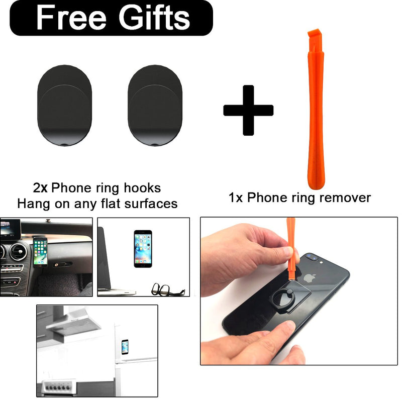 [Australia - AusPower] - Attom Tech Transparent Phone Ring Holder Grip 360 Degree Free Rotation, Clear Cell Phone Finger Ring Kick-Stand Compatible with iPhone X 8 7 Plus 6S 6 5s 5 SE, Galaxy S9 S8 S7 S6 Edge (Black) 