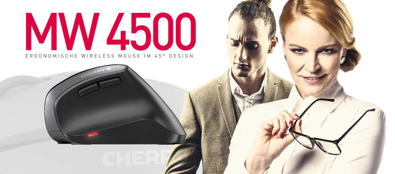 [Australia - AusPower] - CHERRY MW4500 Wireless Vertical Ergonomic Optical Mouse, up to 1200 DPI, 6 Buttons and Scroll Wheel For Laptop, PC, Desktop or Mac. Right Handed. 