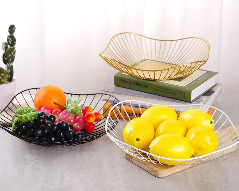 [Australia - AusPower] - IBWell Short Curved-Edge Modern Creative Stylish Single Tier Dish,Metal Iron Wire Fruit Vegetables Bread Decorative Stand Serving Bowls Basket Holder (Gold) Gold 