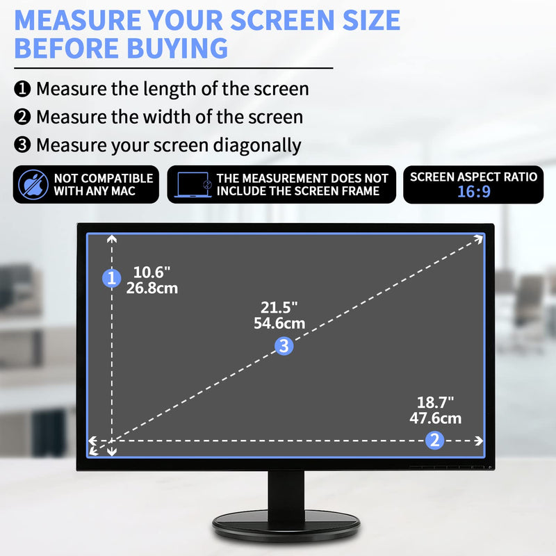 [Australia - AusPower] - [2 PACK] 21.5 inch Anti Glare (Matte) Screen Protector Compatible with 21.5" Widescreen Desktop with 16:9 Aspect Ratio (18.7" W x 10.4" H) 