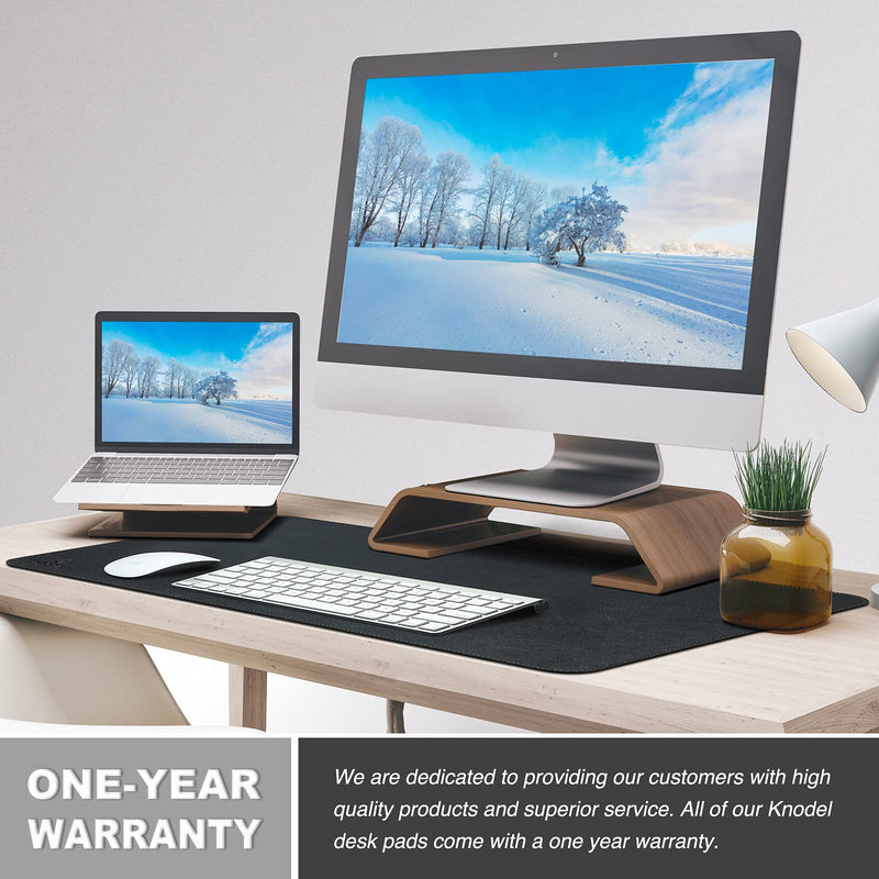 [Australia - AusPower] - Knodel Desk Mat, Dual-Sided Office Desk Pad, Mouse Pad, Waterproof Desk Mat for Desktop, Desk Pads & Blotters, PU Leather Desk Pad Protector (23.6" x 13.8", Black) Black/Black 23.6" x 13.8" 