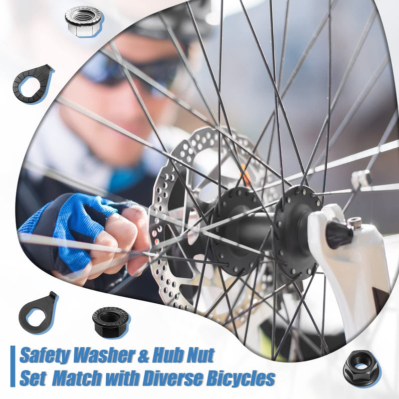 [Australia - AusPower] - Moxweyeni 48 Pcs Bike Axle Nut Bicycle Hub Flanged Axle Nut and Safety Washer Kit, 3 Size Bike Nuts with Safety Washers Bicycle Accessories for Front and Back Bike Wheel 