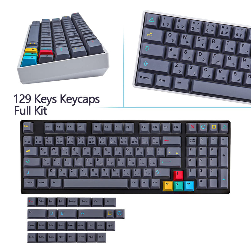 [Australia - AusPower] - 129 Keys PBT Japanese Keycaps Dye-sub Cherry Profile Keycaps for 61/64/68/75/84/87/96/98/104/108 Cherry Gateron Mx Switches Mechanical Gaming Keyboard 8001 