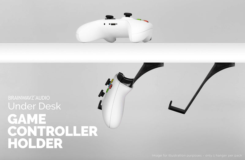 [Australia - AusPower] - Gamepad Under The Desk Mount Holder Hanger for Xbox One, Switch, PS4, PC, Steam, Steelseries & Most Game Controllers, No Screws, VHB Tape, by Brainwavz (Black, Improved Adheasion Nov2019) Black 