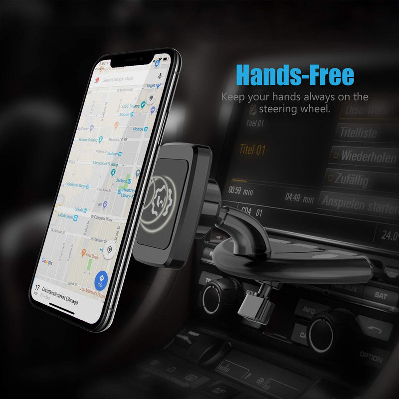 [Australia - AusPower] - WixGear Rectangular Head Universal CD Slot Magnetic Car Mount Holder, for Cell Phones and Mini Tablets with Fast Swift-Snap Technology 