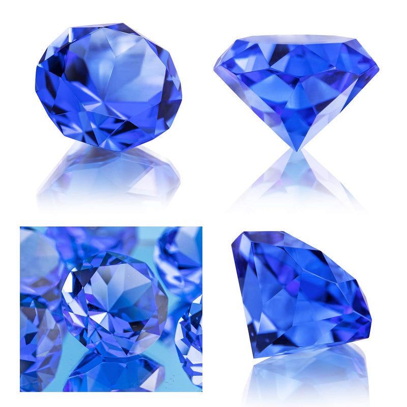 [Australia - AusPower] - Pack of 6 Blue Crystal Diamond Glass Jewels Home Decor, Wedding Table Decoration, Glass Paperweight 50mm (2in) 6pcs-Blue (50mm/2in) 