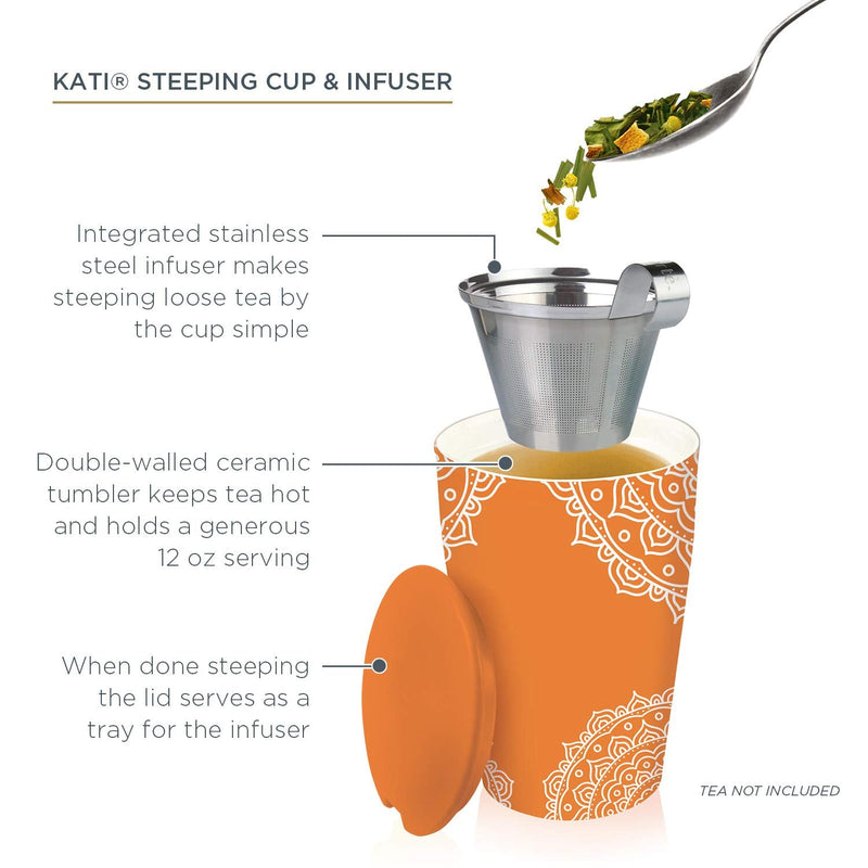 [Australia - AusPower] - Tea Forte Kati Cup Chakra, Ceramic Tea Infuser Cup with Infuser Basket and Lid for Steeping Loose Leaf Tea 
