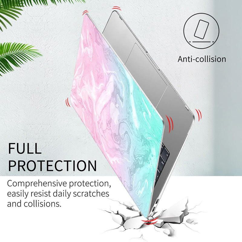 [Australia - AusPower] - Watbro Compatible with MacBook Air 13 Inch Laptop Case 2020 2019 2018 Release A2337 M1/A2179/A1932 ,Marble&Watercolor Painting Case with Keyboard Cover Skin for MacBook Air 2020 with Touch ID 1Pack:Pink blue agate 