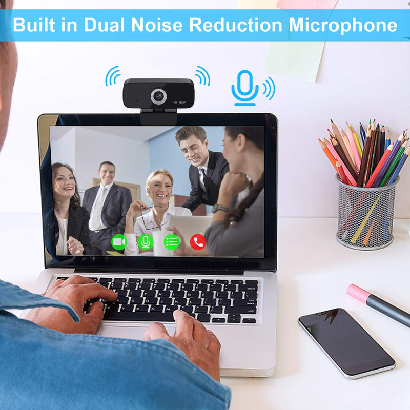 [Australia - AusPower] - 1080P Webcam with Microphone, Streaming Webcam Camera USB Plug and Play Compatible with Desktop Laptop MacBook for Video Calling Recording Conferencing Webcams 