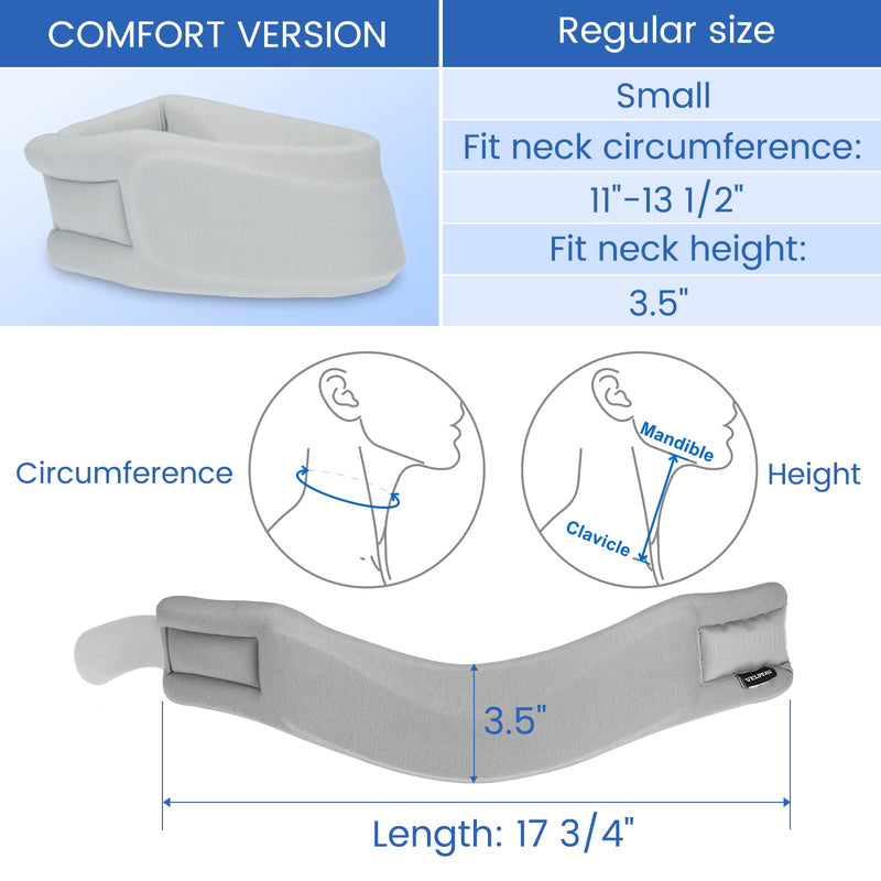 [Australia - AusPower] - VELPEAU Neck Brace for Neck Pain and Support - Soft Cervical Collar for Sleeping - Vertebrae Whiplash Wrap Aligns,Stabilizes & Relieves Pressure in Spine for Women & Men (Stabilized, Grey, Small 3.5″) 3.5 Inch (Pack of 1) S 