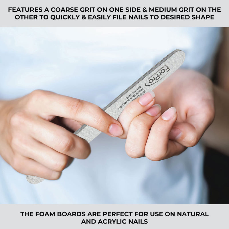 [Australia - AusPower] - ForPro Professional Collection ForPro Zebra Foam Board, 80/80 Grit, Double-Sided Manicure Nail File, 7 inches L x .75 inches W, Black, 50 Count 