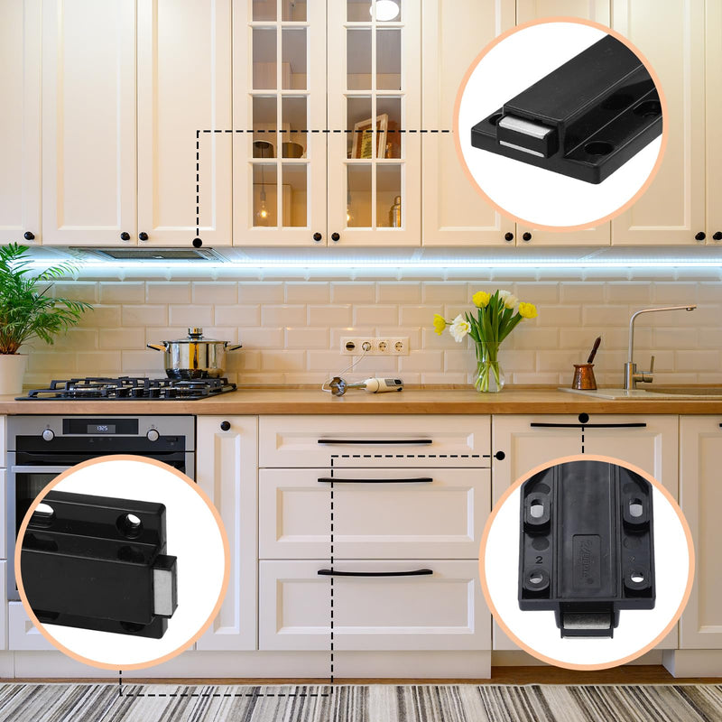 [Australia - AusPower] - Zonon 8 Pack Magnetic Push Latch Heavy Duty Push to Open Cabinet Hardware Push Release Magnets Touch Latch for Large Door Push Catch Press out Latch for Cabinet Kitchen Drawer Lock, Black 