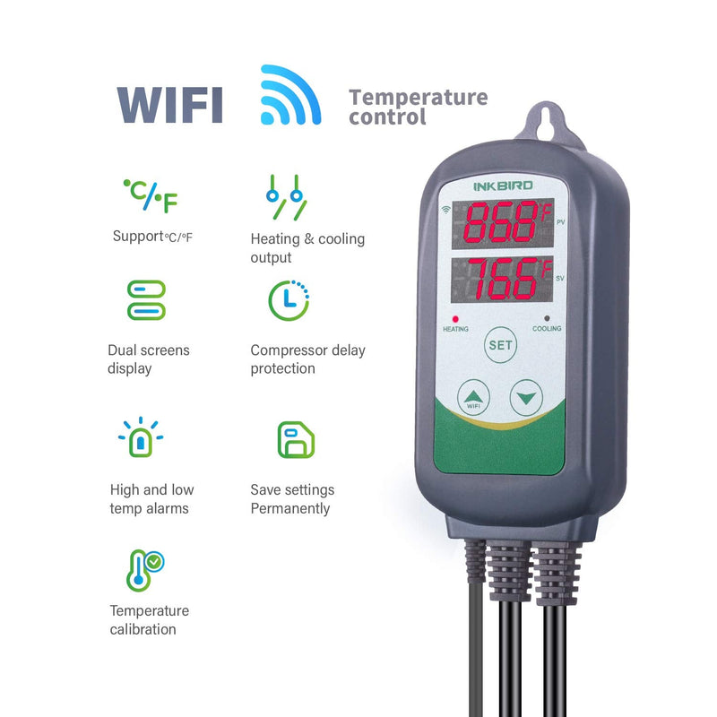 [Australia - AusPower] - Inkbird WiFi ITC-308 Digital Temperature Controller Thermostat Remote Monitoring Controlling Home Brewing Fermentation Breeding Incubation Greenhouse 