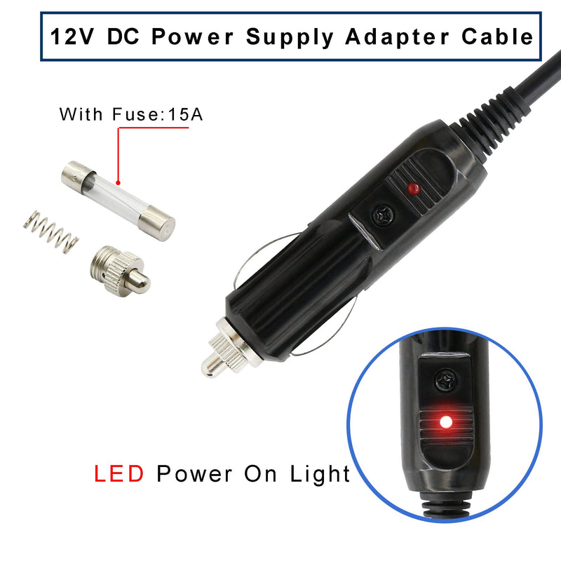 [Australia - AusPower] - GINTOOYUN 12V DC 8mm Car Cigarette Lighter Cable, DC7909 7.9 x 5.5mm Car Charger Power Supply Cord,12V Cable for Car DVR,Bluetooth Speakers,Camera,GPS,Laptop 