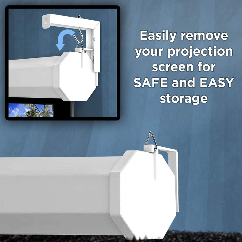 [Australia - AusPower] - Mount-It! Projector Screen Wall Mount L-Brackets - Wall Hanging Bracket For Home Projector and Movie Screens, 6 inch Adjustable Mounting Hooks for Projection Screen, 1 Pair, White, 66 Lb Capacity Each 