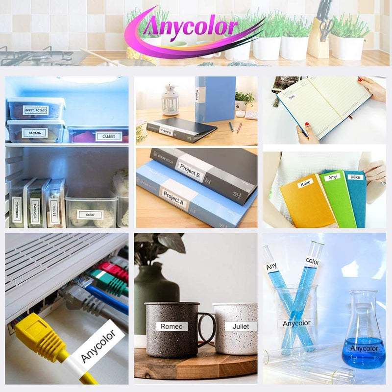[Australia - AusPower] - Anycolor Compatible Label Refill Replacement for Dymo D1 45013 S0720530 Label Tape 1/2 Inch x 23 Ft Black on White for DYMO LabelManager 160 280 360D 420P 210D 450D PnP, 5-Pack 