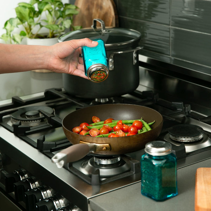 [Australia - AusPower] - RSVP International Retro Glass Salt & Pepper Shaker | Stainless Steel Lids |, 8 oz, Turquoise 