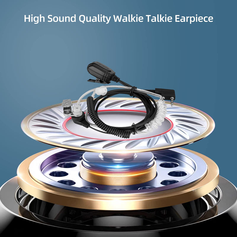 [Australia - AusPower] - Retevis EAK005 Acoustic Tube Walkie Talkie Earpiece with Mic 2 Pin, Compatible with Retevis RT22 RT21 H-777 RT68 RT19 Walkie Talkies, Security 2 Way Radio Headset with PTT(6 Pack) 