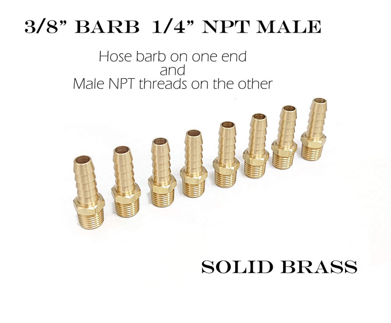 [Australia - AusPower] - T TANYA HARDWARE Pipe Fitting and Air Hose End Fitings, 3/8" Barb x 1/4" NPT Male Thread Pipe, Solid Brass, Male Pipe, Adapter - 10 Piece 