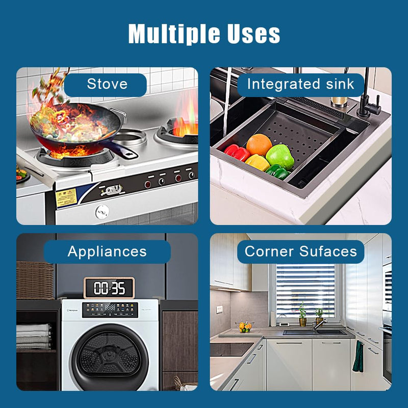 [Australia - AusPower] - Abnaok 2PCS Stainless Steel Stove Gap Covers, Retractable Kitchen Stove Counter Gap Covers, Cooktop Trim Kit, Stove Gap Guards, Oven Gap Filler, Heat Resistant & Effectively Protect Stove Gap Filler 