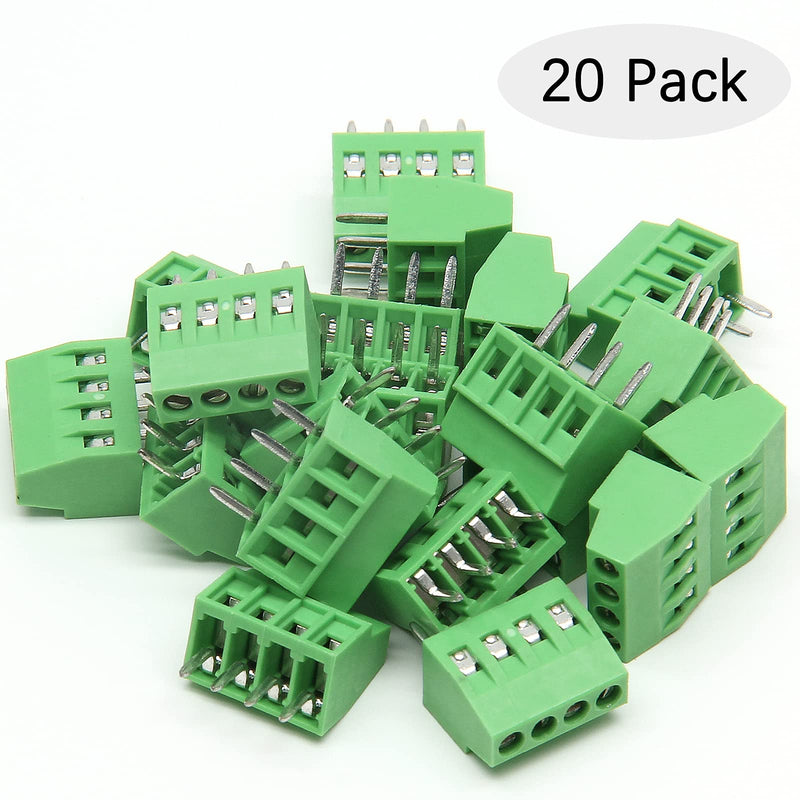 [Australia - AusPower] - Qjaiune 4-Pin 2.54mm Pitch PCB Terminal Block, 150V 6A Mount Screw Terminal Connector (20Pcs) 4 Pin-20 Pcs 