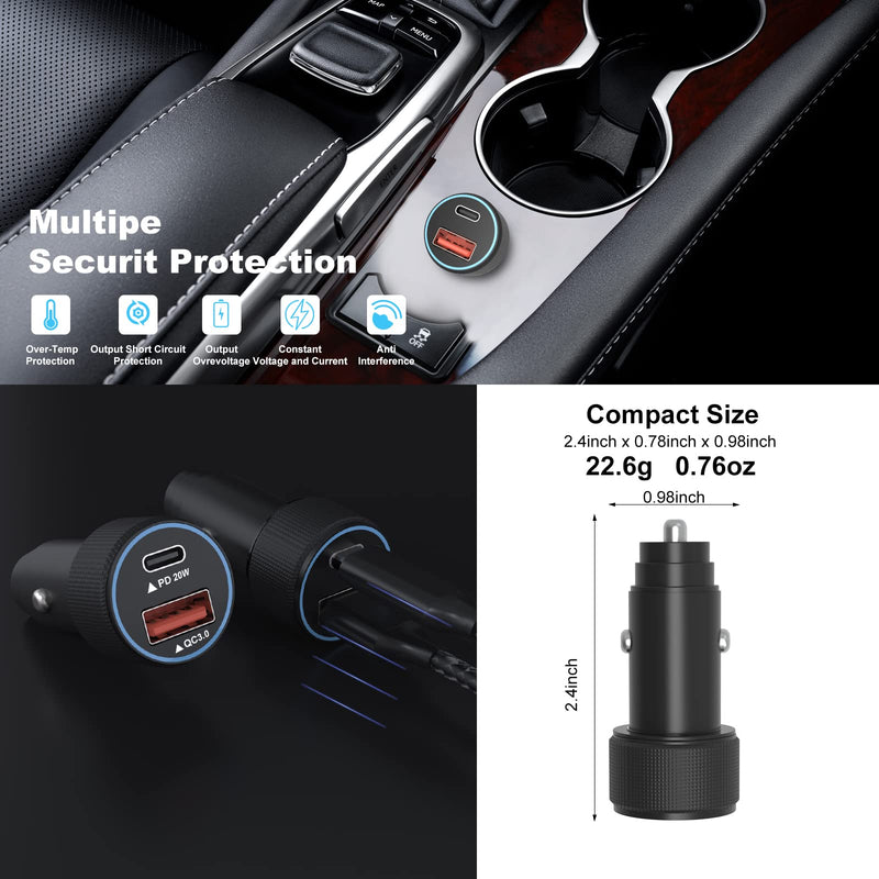 [Australia - AusPower] - iPhone Fast Car Charger[Apple MFi Certified]Apple Car Charging,38W Dual Pore USB C Car Charger Cigarette Lighter Adapter 2Pack 3ft PD&QC 3.0 Lightning Cable for iPhone 13/12/11/Pro/Max/AirPods/iPad 