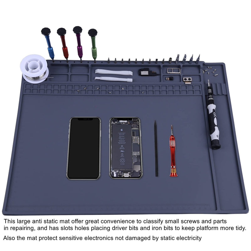 [Australia - AusPower] - Anti Static Mat for Computer, Laptop, Cellphone, iPad Electronics Repair, HPFIX ESD Mat Soldering Pad Heat Resistant 17.7" x 13.6" Super Large with ESD Wrist Strap and Grounding Cord 