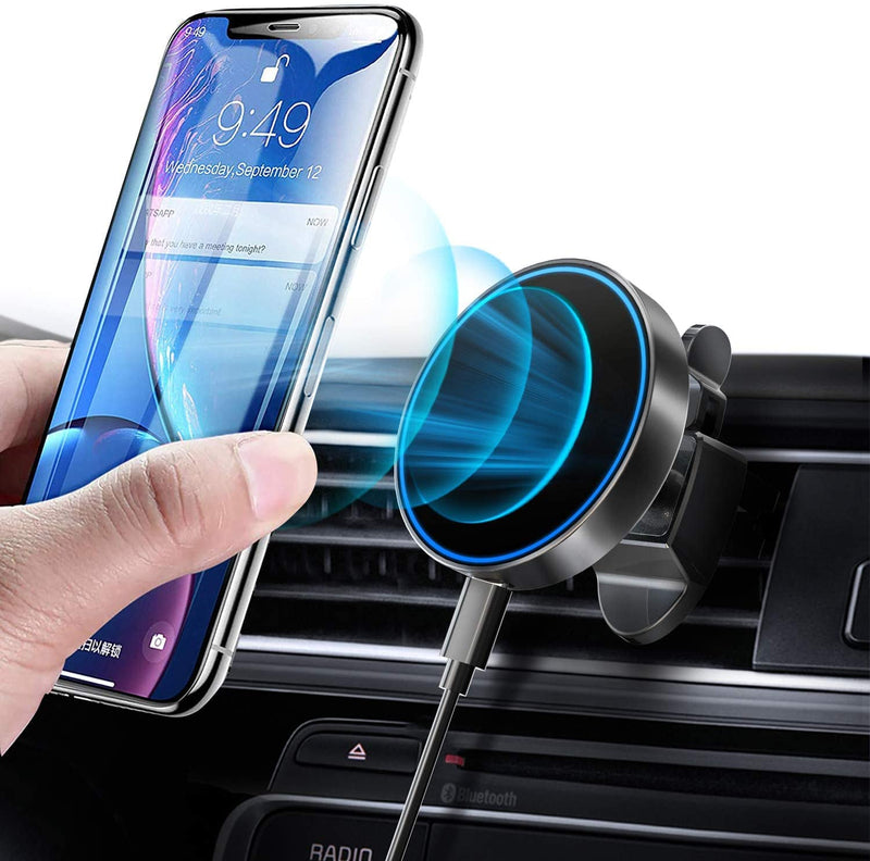 [Australia - AusPower] - Hoidokly Wireless Car Charger Magnetic, Fit for iPhone 13/13 Pro/ 13 Pro Max/ 13 Mini/iPhone12/12 Pro/ 12 Pro Max/12 Mini/MagSafe Magnetic Cases, 15W Fast Charging Car Air Vent Phone Holder Black 