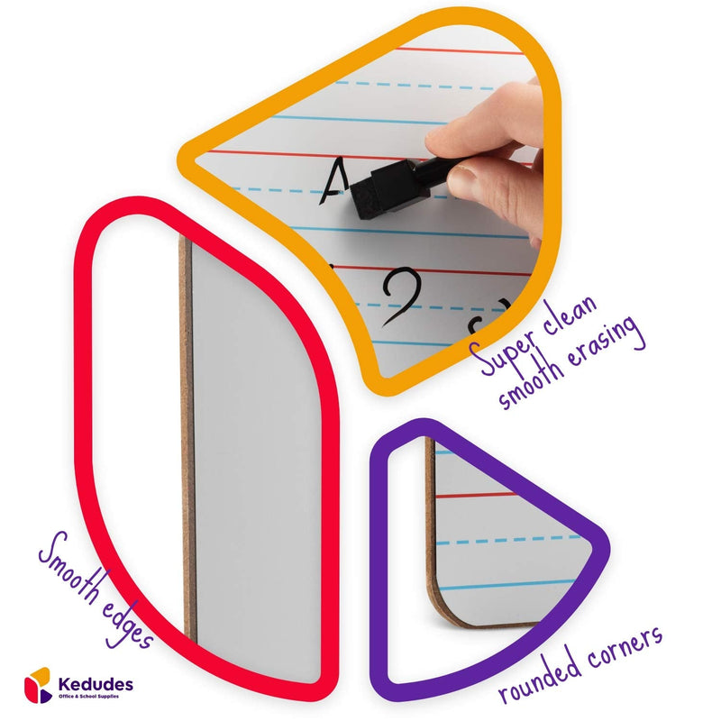 [Australia - AusPower] - Quality Ruled Dry Erase Lapboard – Double-Sided Magnetic Whiteboard with Lines and Blank Surface for Kids Learning, Math, Writing – Student, Teacher, Homeschool Supplies – 6 Magnetic Markers (9x12") Double Sided - Magnetic 