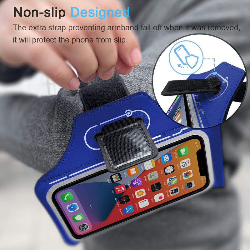 [Australia - AusPower] - iPhone 13 Pro Max, 12 Pro Max Armband, JEMACHE Gym Workouts Running Phone Arm Band for iPhone 13 Pro Max, 12 Pro Max, 11 Pro Max, Xs Max, 13, 12 with Airpods Holder (Navy Blue) Navy Blue 