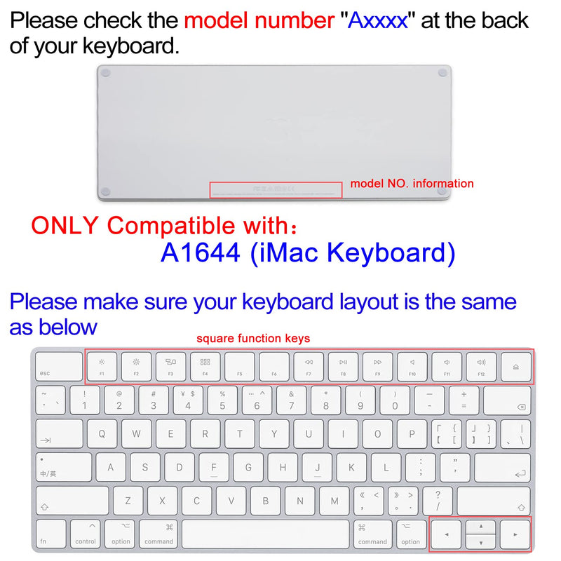 [Australia - AusPower] - SANFORIN Keyboard Cover Skin for Apple iMac Wireless Magic Keyboard 2nd Gen MLA22LL/ A (Model: A1644), Silicone Skin Protector with Big Letter Design, US Layout, Flowers for Wireless Magic Keyboard (Model:A1644) 