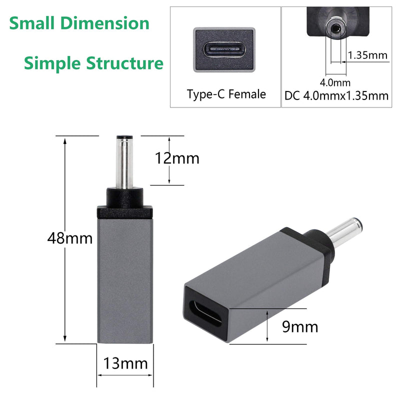 [Australia - AusPower] - CERRXIAN 100W PD USB Type C Female Input to DC 4.0mm x 1.35mm Power Charging Adapter for Asus ZenBook UX330 UX330U UX360 UX360C UX305 UX305C Q302L Q304U (100w-40135a) (Grey) Grey 