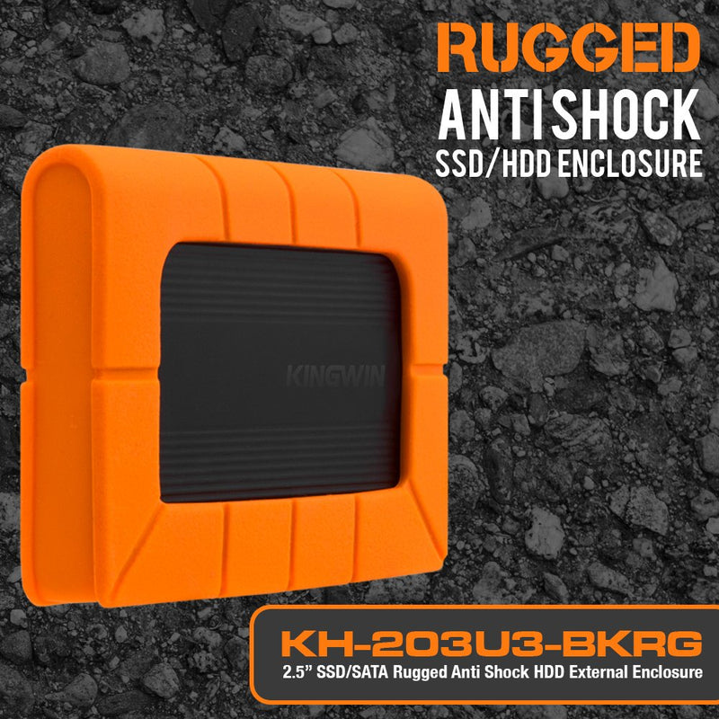 [Australia - AusPower] - Kingwin Rugged USB 3.0 to 2.5” External Hard Drive Enclosure for 7mm & 9.5mm 2.5 inch SATA SSD/HDD, UASP Support, 5Gbps Transfer Rate [Support SATA I/II/III] and [Optimized for SSD] KH-203U3-BKRG 