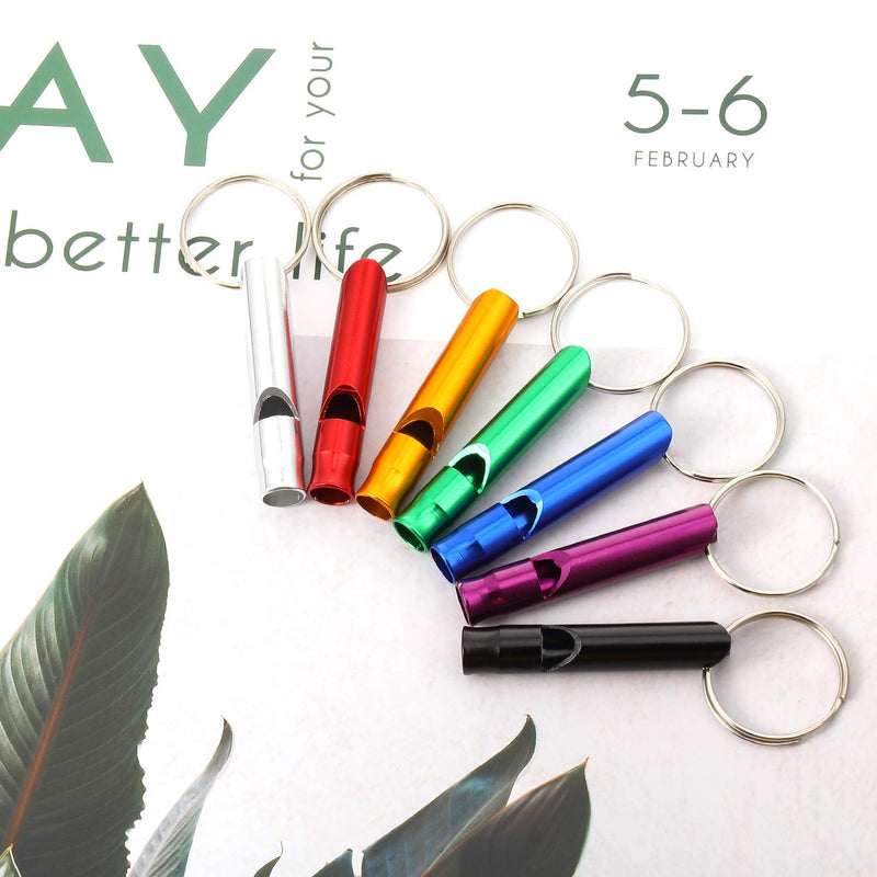 [Australia - AusPower] - 49 Pieces Emergency Whistle with Keychain, Aluminum Keychain Whistle Emergency Survival Whistle Key Chain for Outdoor Camping Hiking Boating Hunting Fishing, 7 Colors 