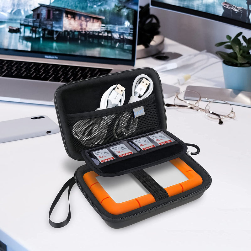 [Australia - AusPower] - Lacdo Hard Drive Carrying Case for LaCie Rugged / Rugged Mini / Rugged Thunderbolt USB-C External Hard Drive Portable HDD LAC9000298 1TB 2TB 4TB 5TB EVA Shockproof Protective Storage Travel Bag, Black 