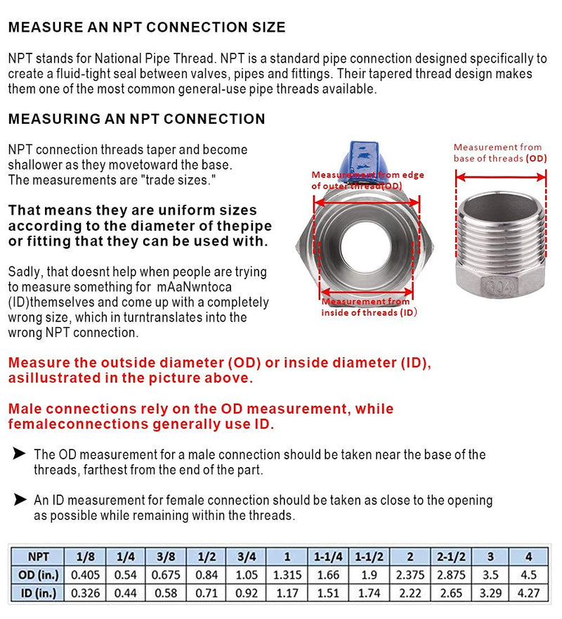 [Australia - AusPower] - DERNORD Stainless Ball Valve - 1/2 Inch NPT Thread Male Small Mini Ball Valve (1/2" Male&Male) 1/2" Male&Male 