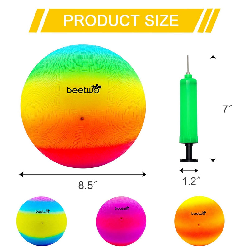 [Australia - AusPower] - Four Square Balls, 8.5 Inch Playground Ball for Kids Outdoor Dodgeball Kickball Handball Game with Hand Pump (4 Pack) 