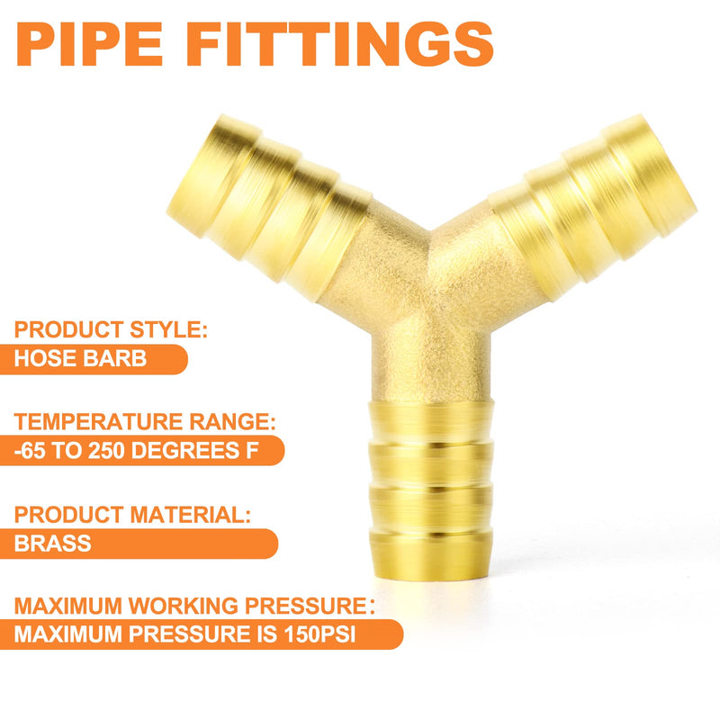 [Australia - AusPower] - GASHER 10Pcs 1/4 Inch Brass Hose Barb, 3-Way Y-Shaped Hose Fitting Intersection/ Lquid /Fuel/Air 1/4" Barb 10 