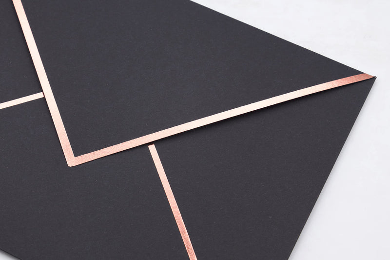[Australia - AusPower] - A7 Envelopes - 25-Pack V Flap Foil Border Luxury Mailing Envelopes for 5" x 7" Cards - for Wedding, Invitations, Baby Shower, Photos, Graduation, Birthday, Bridal Shower - 5.25" x 7.25" (Black) Black 